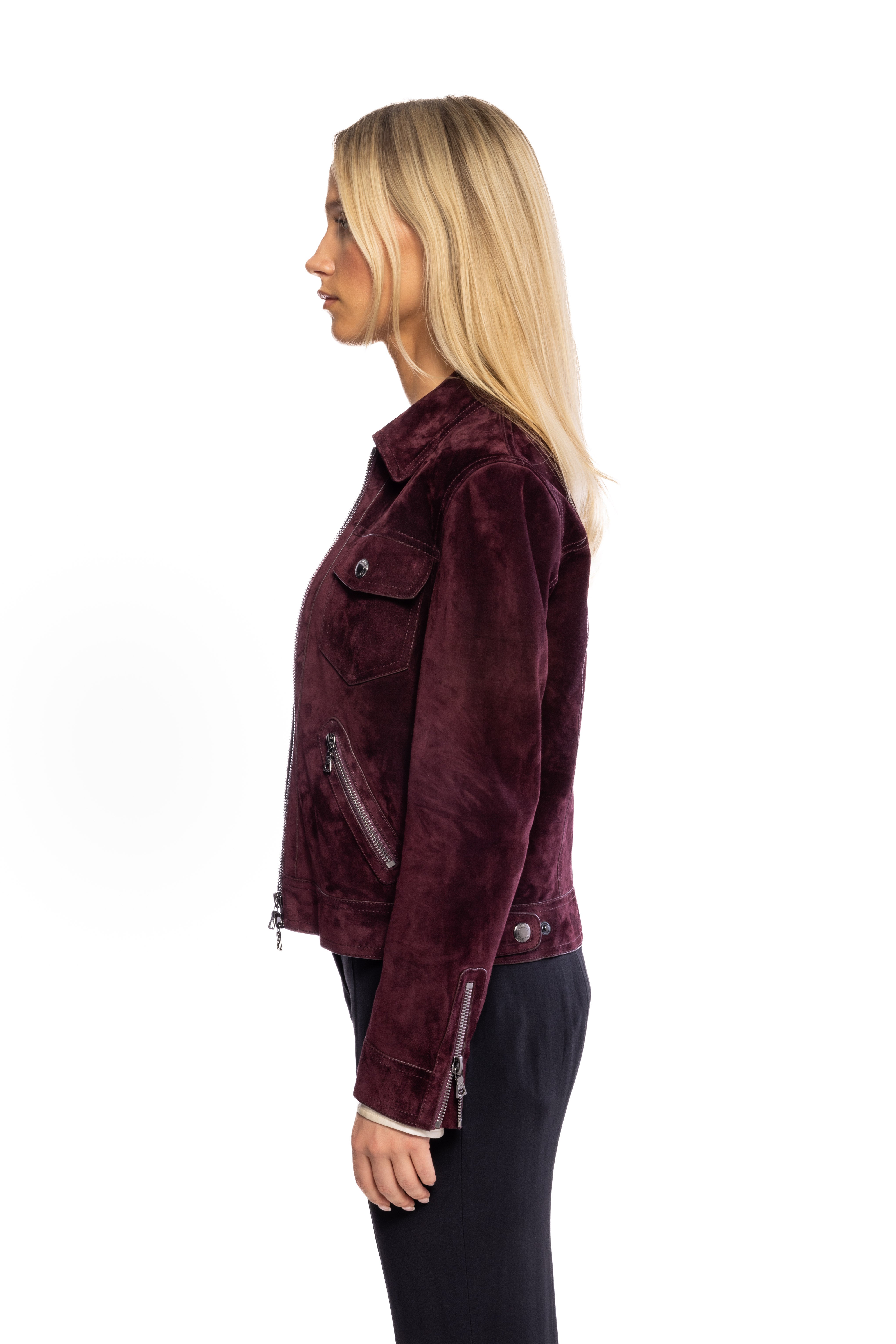 Bordeaux Suede Leather Jacket