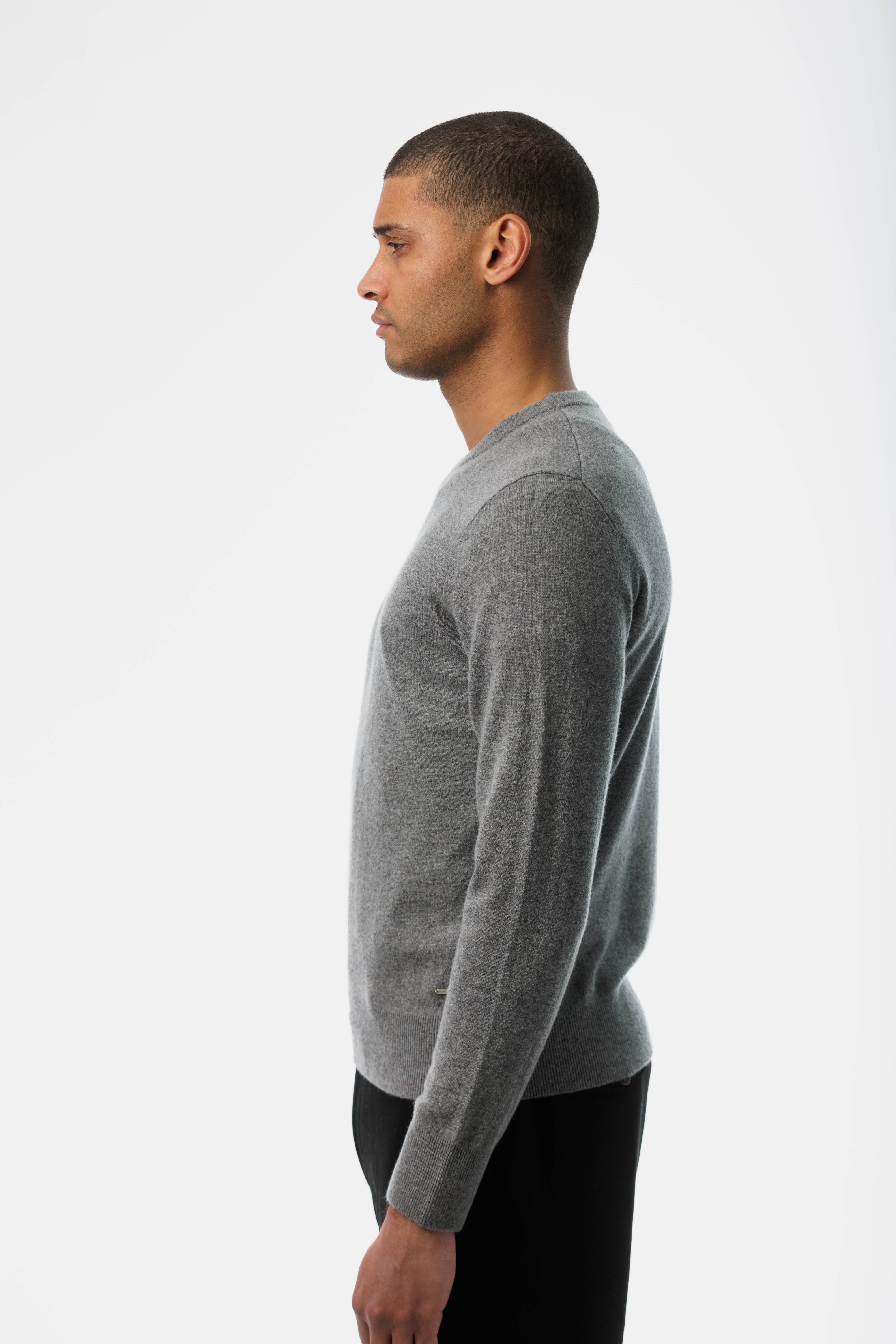 Gray Cashmere Sweater side view