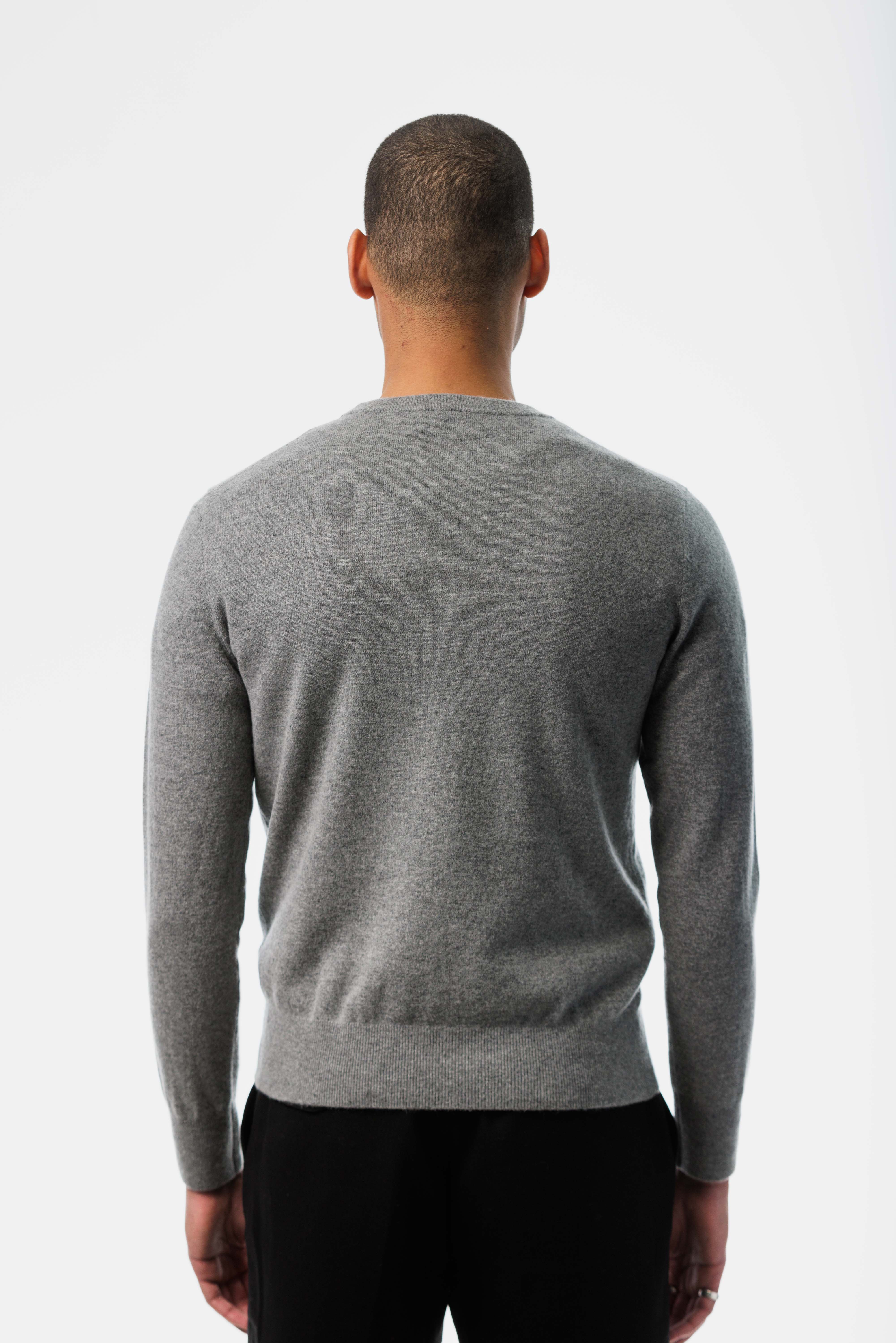 Gray Cashmere Sweater back view