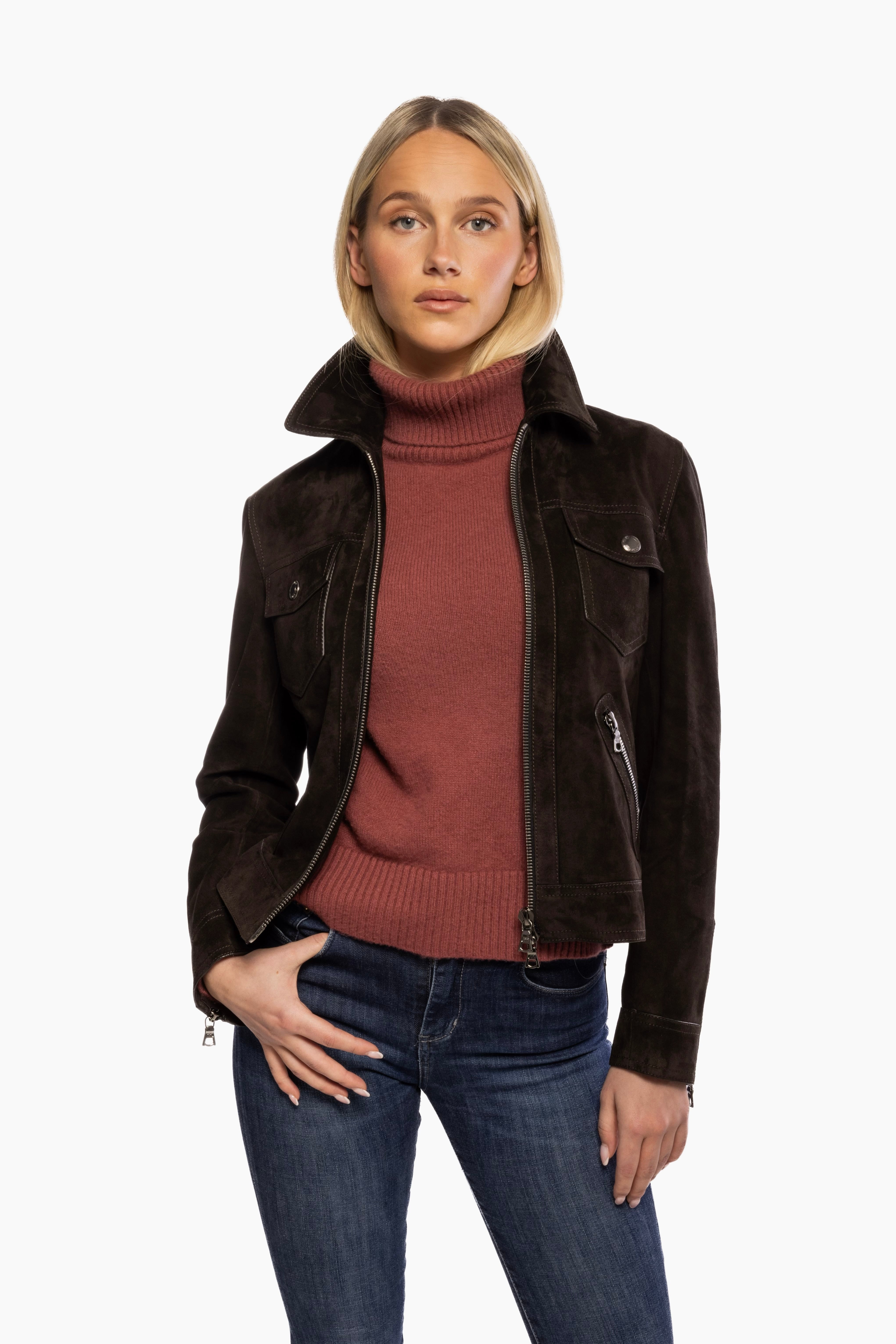 Dark Brown Suede Leather Jacket