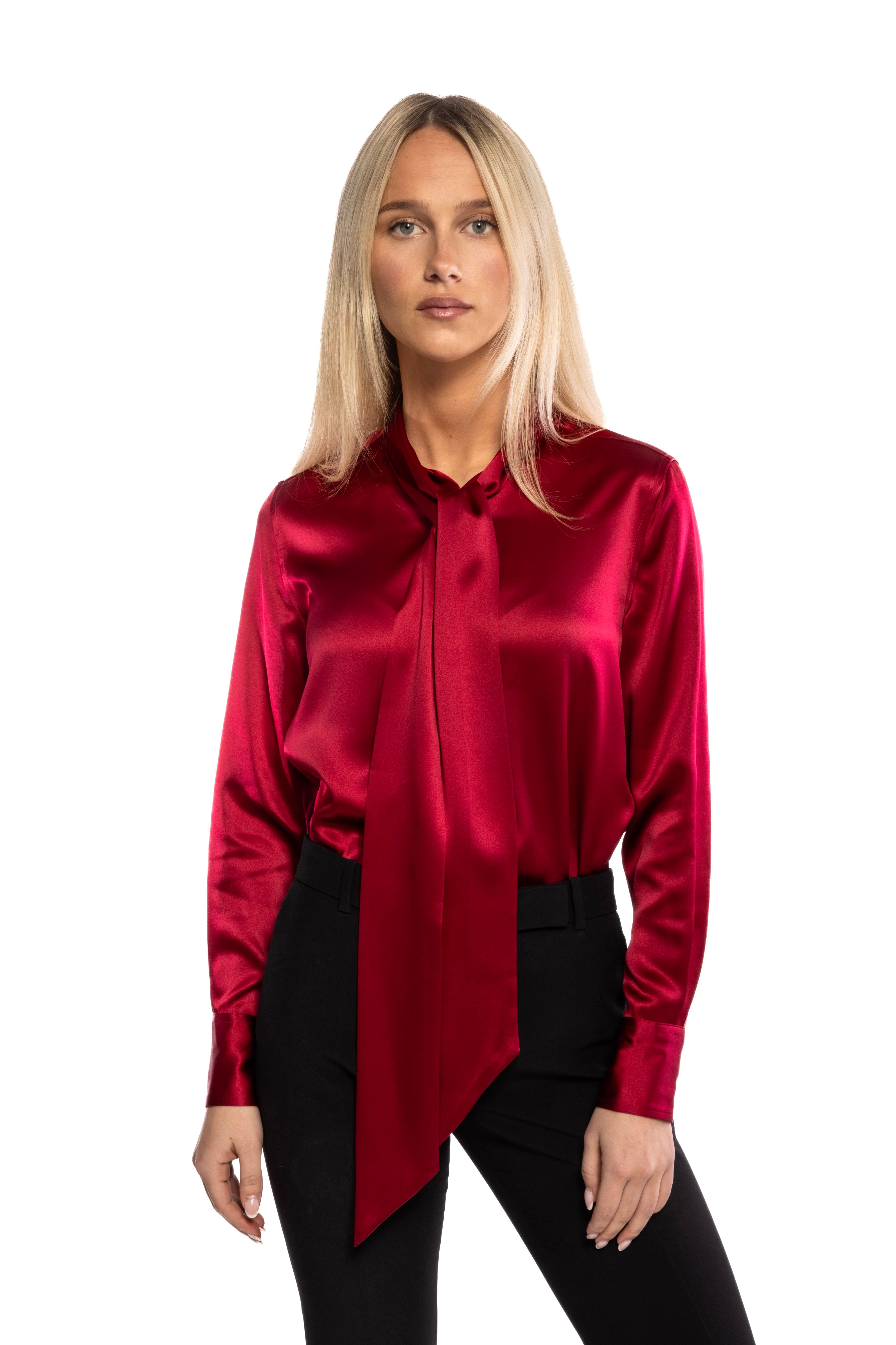 Deep Red Silk Blouse