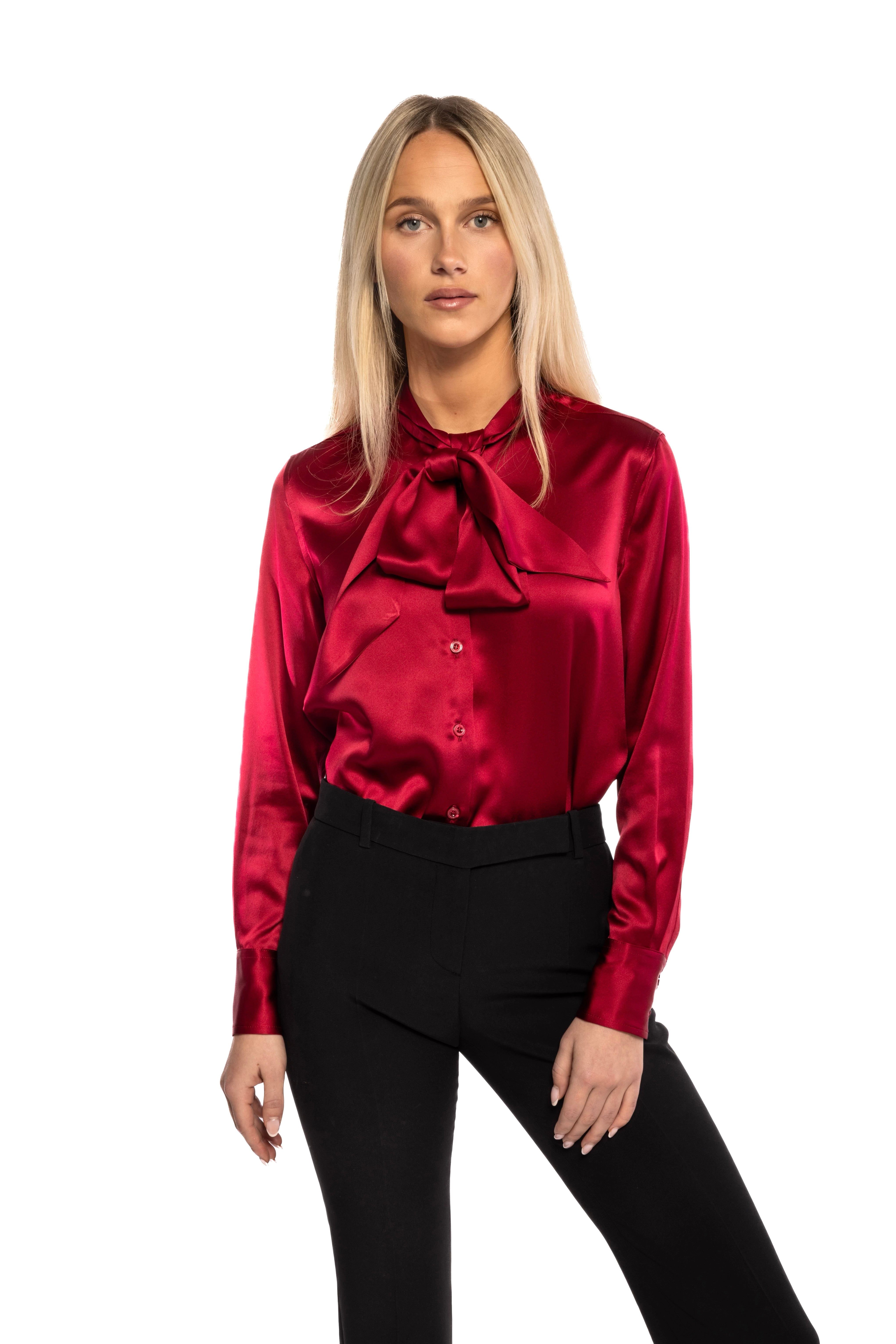 Deep Red Silk Blouse