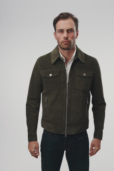 Green Suede Blouson Leather Jacket video