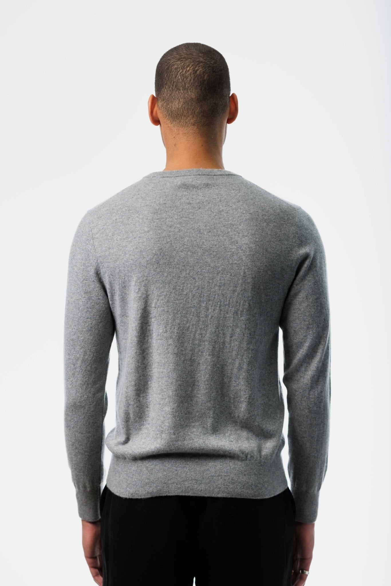 Gray Cashmere Sweater back view